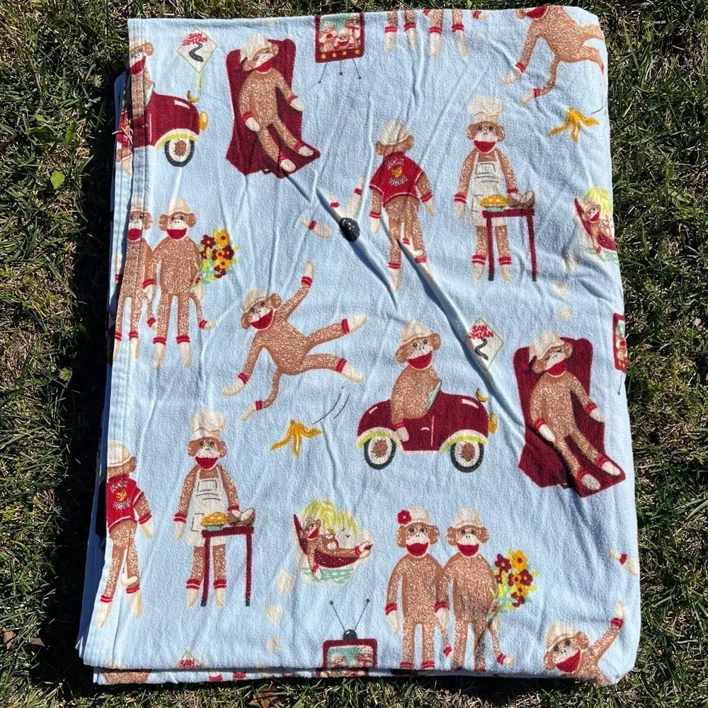 VTG Nick & Nora Sock Monkey 4-Piece Full Size Flannel Sheet Set 100% Cotton READ